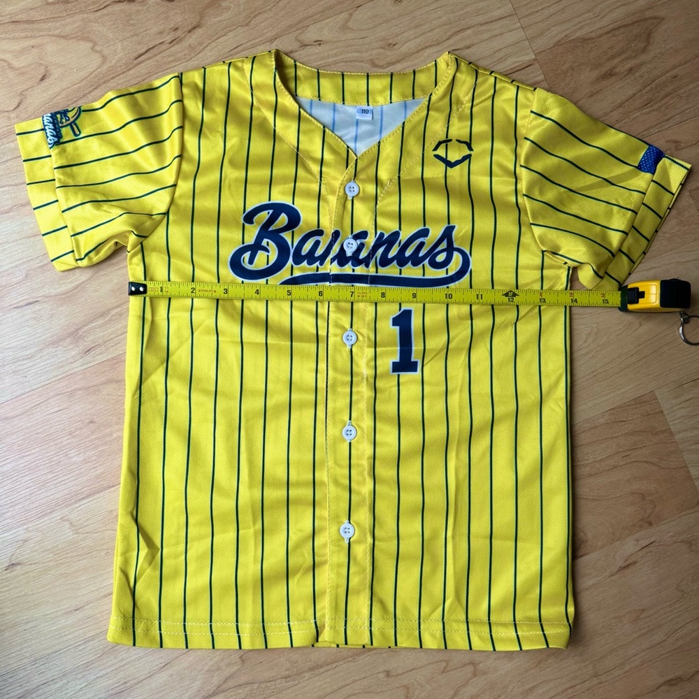 YOUTH XS SAVANNAH BANANAS YELLOW BASEBALL JERSEY KIDS #1 CHILDREN TODDLER 5T NEW - Picture 2 of 4